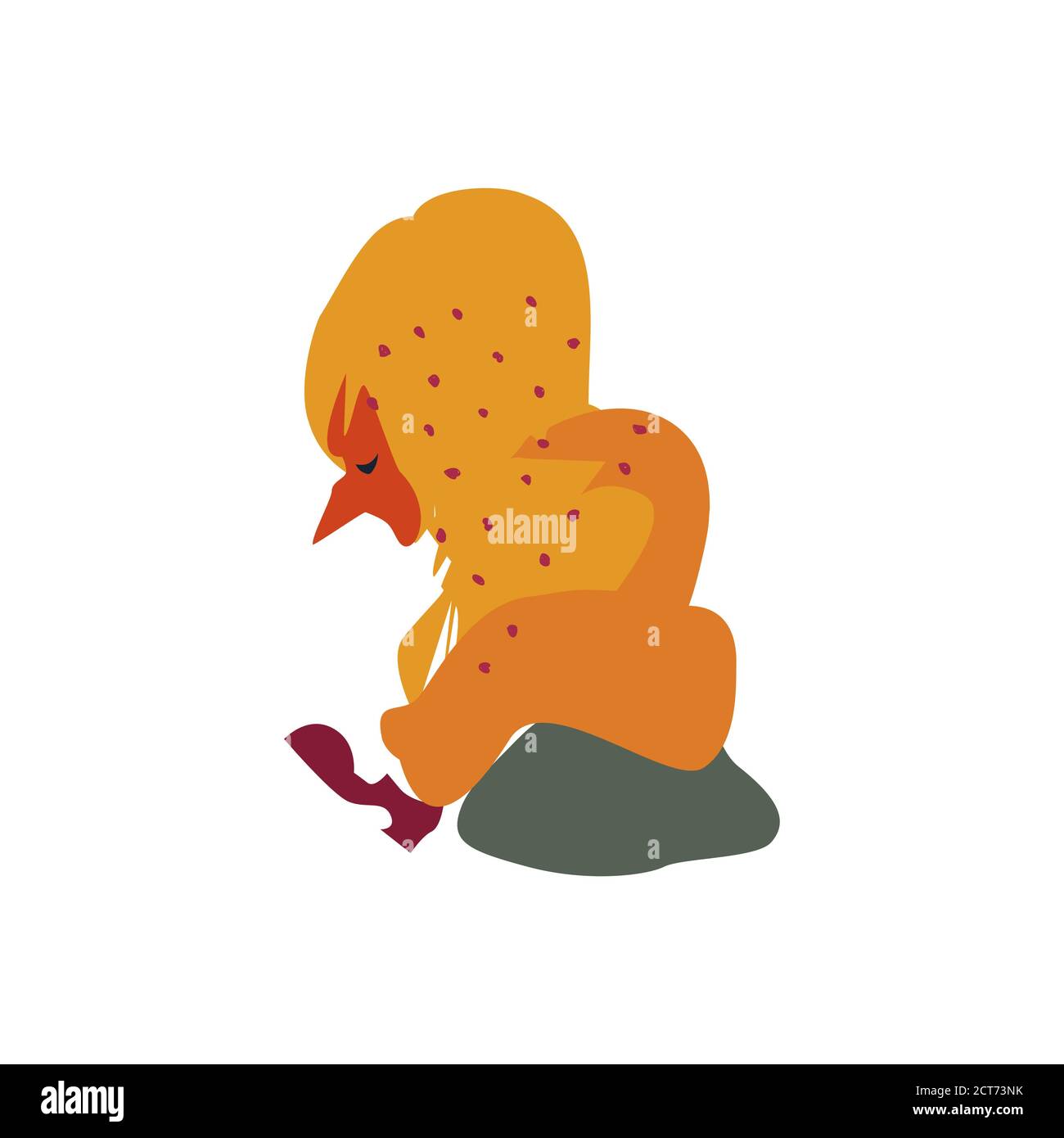 Liitle sorcière assis sur une petite chaise tyed après de bonnes vacances. Élément de motif personnage d'Halloween pour carte de vœux d'automne Illustration de Vecteur