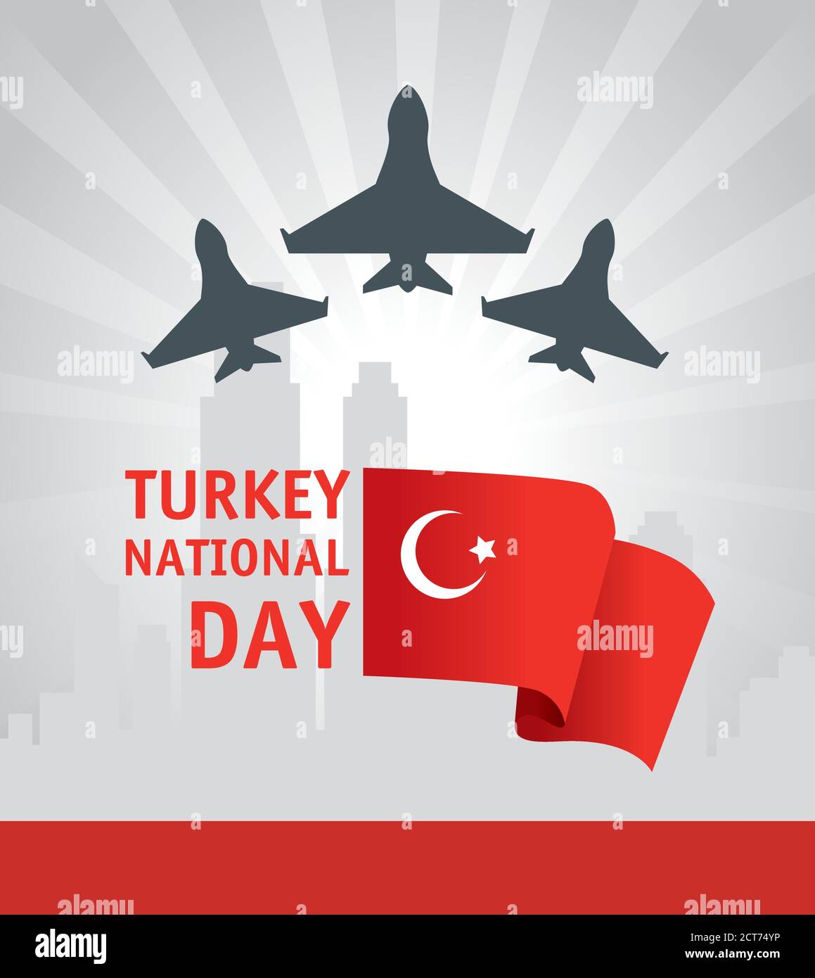 29 octobre jour de la république turquie avec avions de guerre et drapeau Illustration de Vecteur