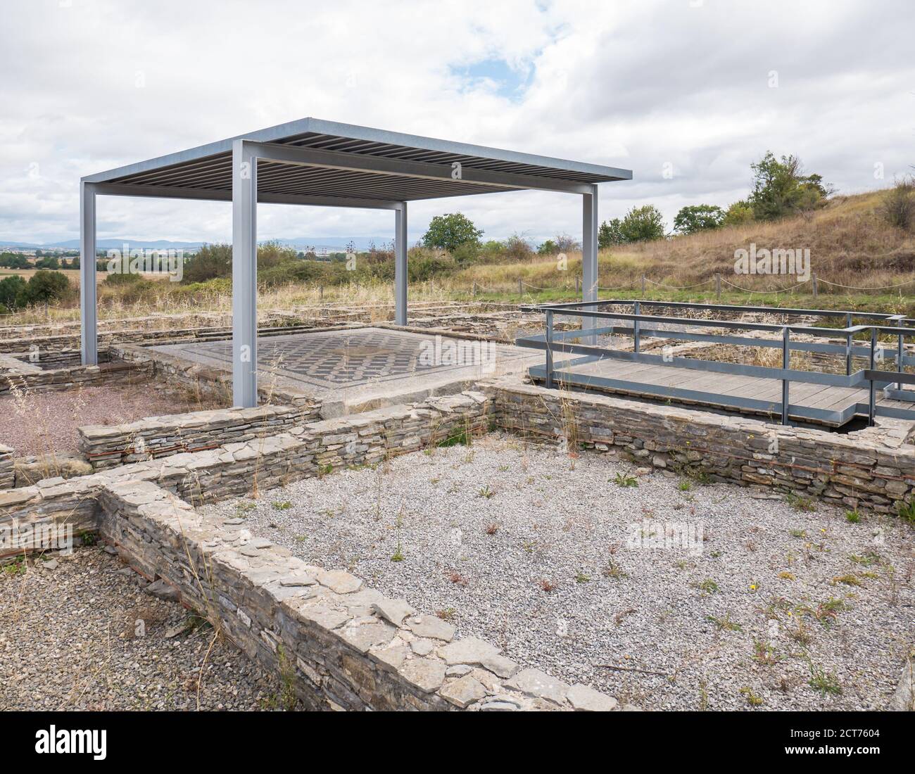 Ruines du site archéologique d'Iruña-Veleia, ville romaine (oppidum) près de Vitoria. Víllodas, Álava, Espagne Banque D'Images