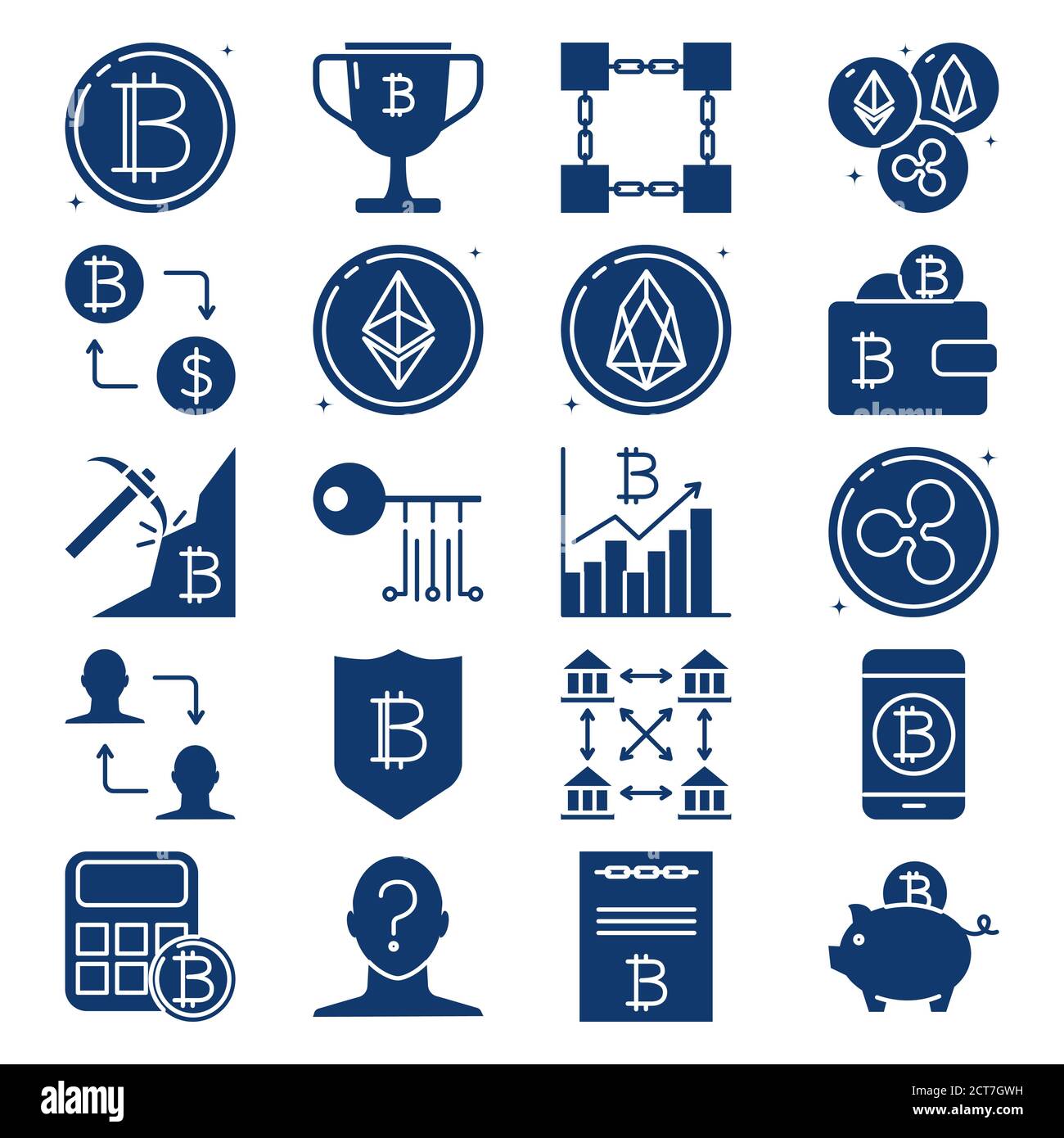 Collection d'icônes de devises Crypto de style plat Illustration de Vecteur