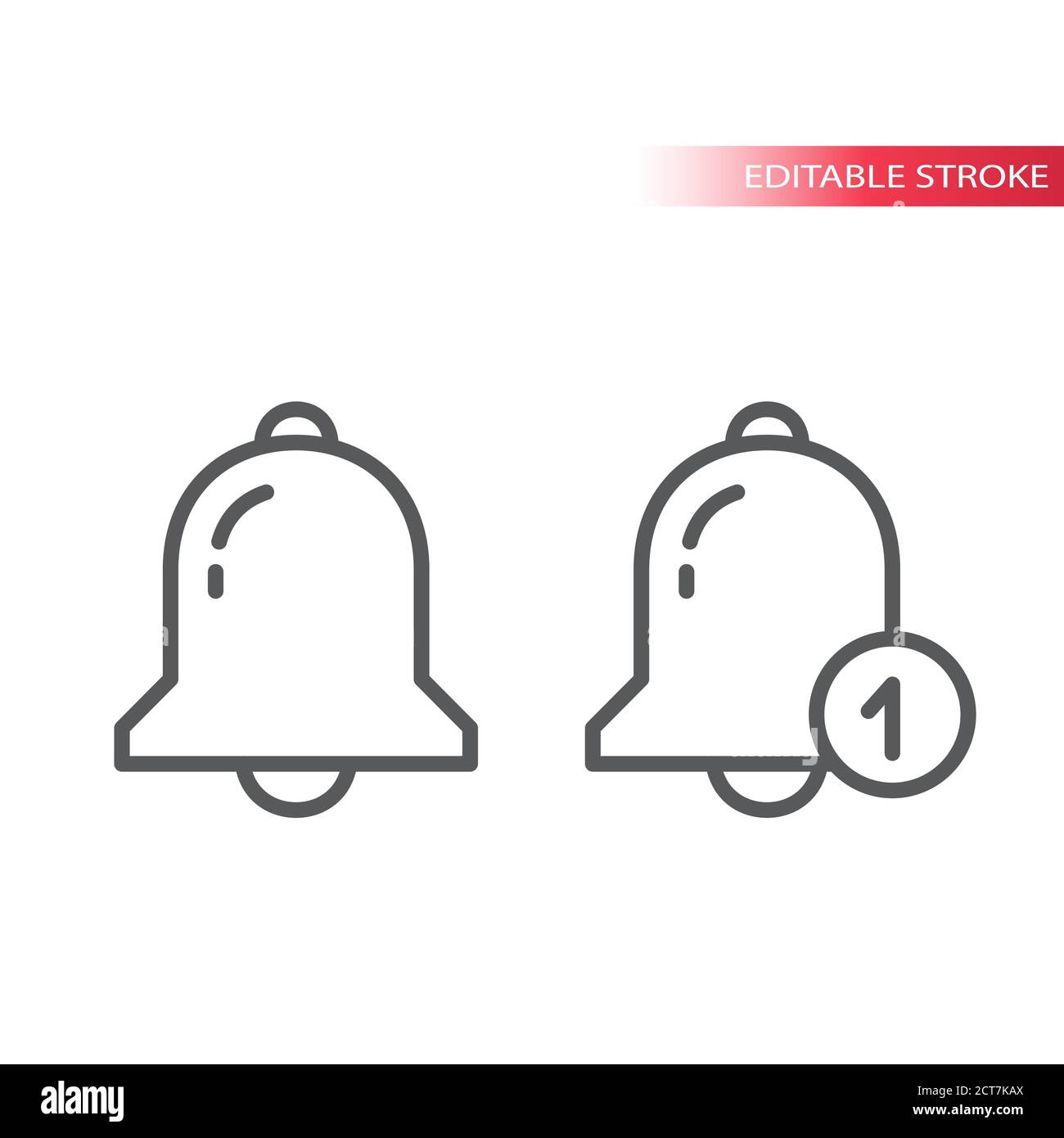 Icône de vecteur de ligne mince de la sonnerie de notification. Symbole de contour de la sonnette, contour modifiable. Illustration de Vecteur