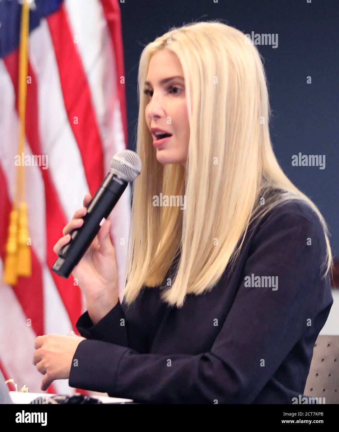 Atlanta, États-Unis. 21 septembre 2020. Ivanka Trump s'exprime lors d'une discussion en groupe avec des fonctionnaires fédéraux et des porteurs de parts au sujet de la lutte contre la traite des êtres humains à Atlanta, le lundi 21 septembre 2020. Photo de Tami Chappell/UPI crédit: UPI/Alay Live News Banque D'Images