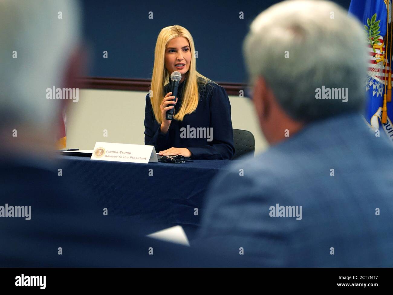 Atlanta, États-Unis. 21 septembre 2020. Ivanka Trump s'exprime lors d'une discussion en groupe avec des fonctionnaires fédéraux et des porteurs de parts au sujet de la lutte contre la traite des êtres humains à Atlanta, le lundi 21 septembre 2020. Photo de Tami Chappell/UPI crédit: UPI/Alay Live News Banque D'Images