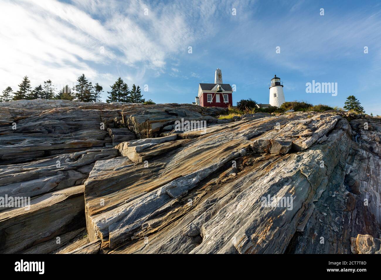 Vue depuis les rochers du phare de Pemaquid point, Bristol, comté de Lincoln, Maine, États-Unis Banque D'Images