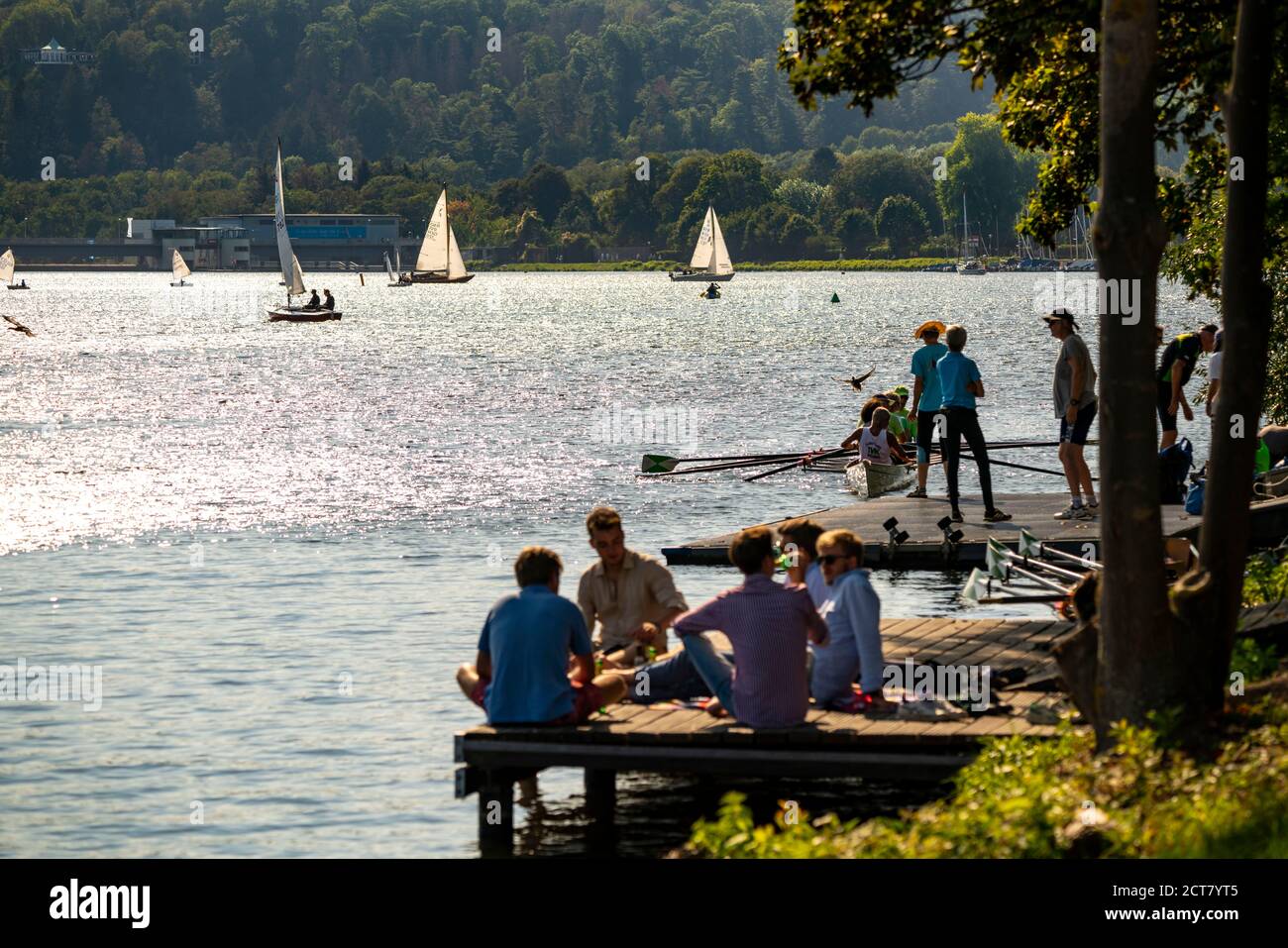 Lac Baldeney à Essen, réservoir de la Ruhr, bateaux à voile, Essen, NRW, Allemagne Banque D'Images