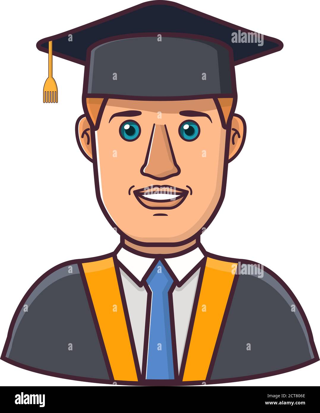 Étudiant diplômé de l'institut dans un manteau et chapeau. Illustration de Vecteur