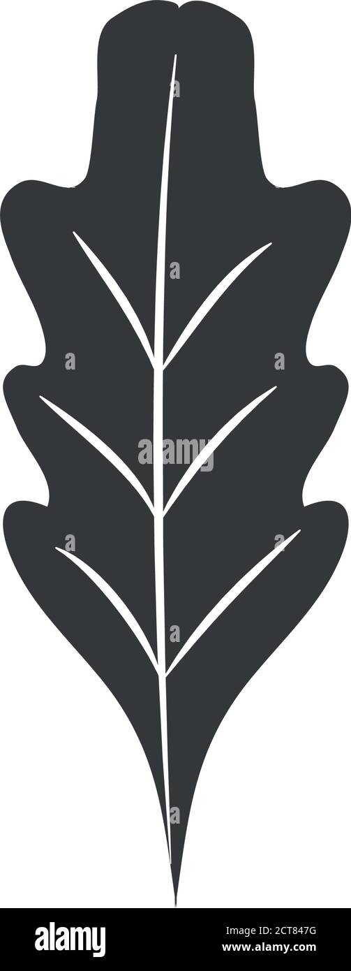 icône en feuilles de chêne d'automne sur fond blanc, style silhouette, illustration vectorielle Illustration de Vecteur