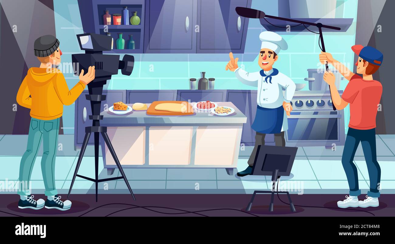 Diffusion d'enregistrements de programmes télévisés culinaires Illustration de Vecteur