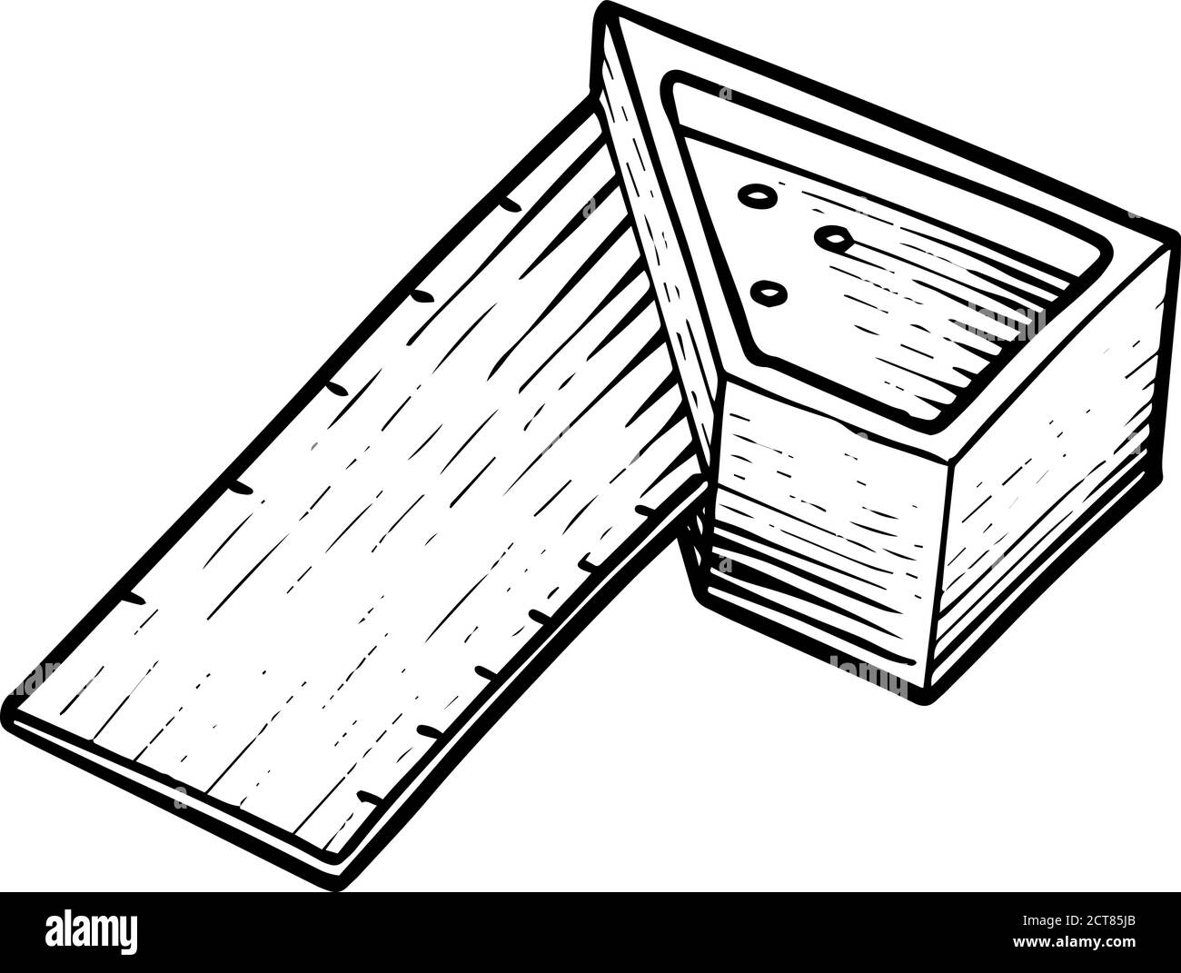Règle en style de dessin de coupe de bois. Illustration vectorielle de l'outil de travail du bois. Illustration de Vecteur Règle en style de dessin de coupe de bois. Illustration vectorielle de l'outil de travail du bois. Illustration de Vecteur