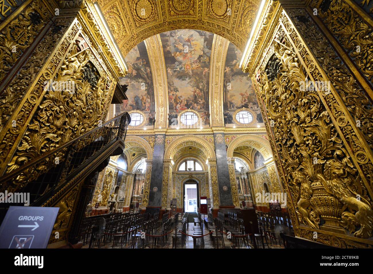 Intérieur de la co-cathédrale Saint-Jean à la Valette, Malte. Banque D'Images