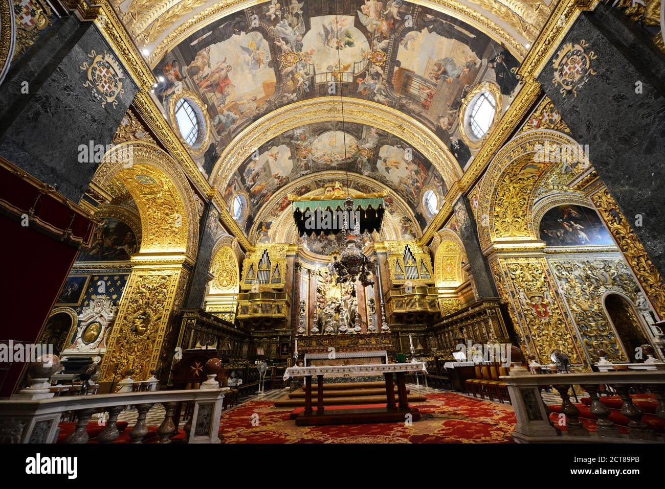 Intérieur de la co-cathédrale Saint-Jean à la Valette, Malte. Banque D'Images