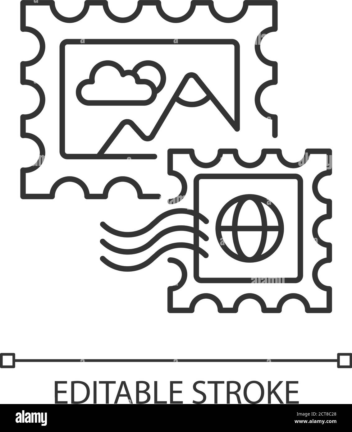 Icône linéaire timbres-poste Illustration de Vecteur