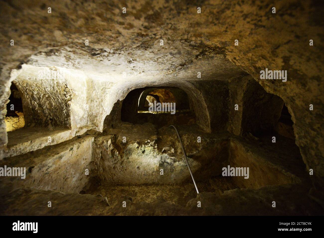 Catacombes de Saint Paul à Rabat, Malte. Banque D'Images