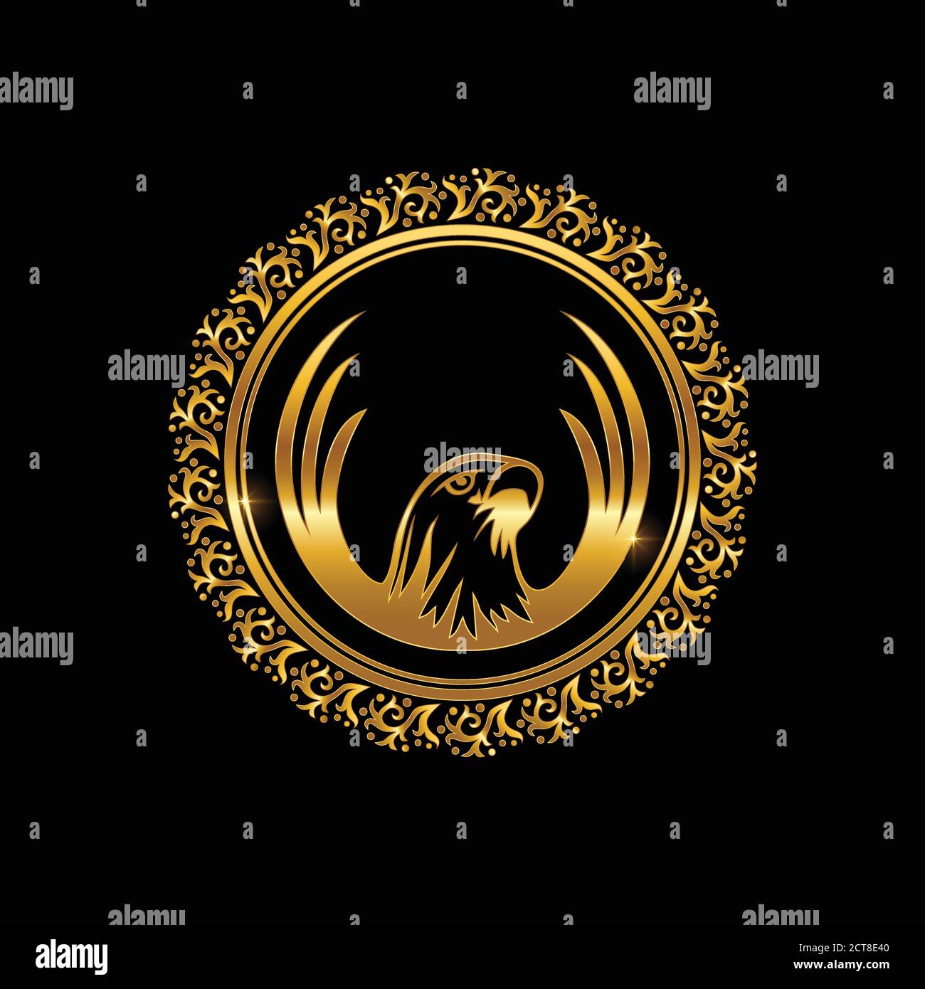 Illustration vectorielle du cadre du logo Gold Eagle Circle Illustration de Vecteur