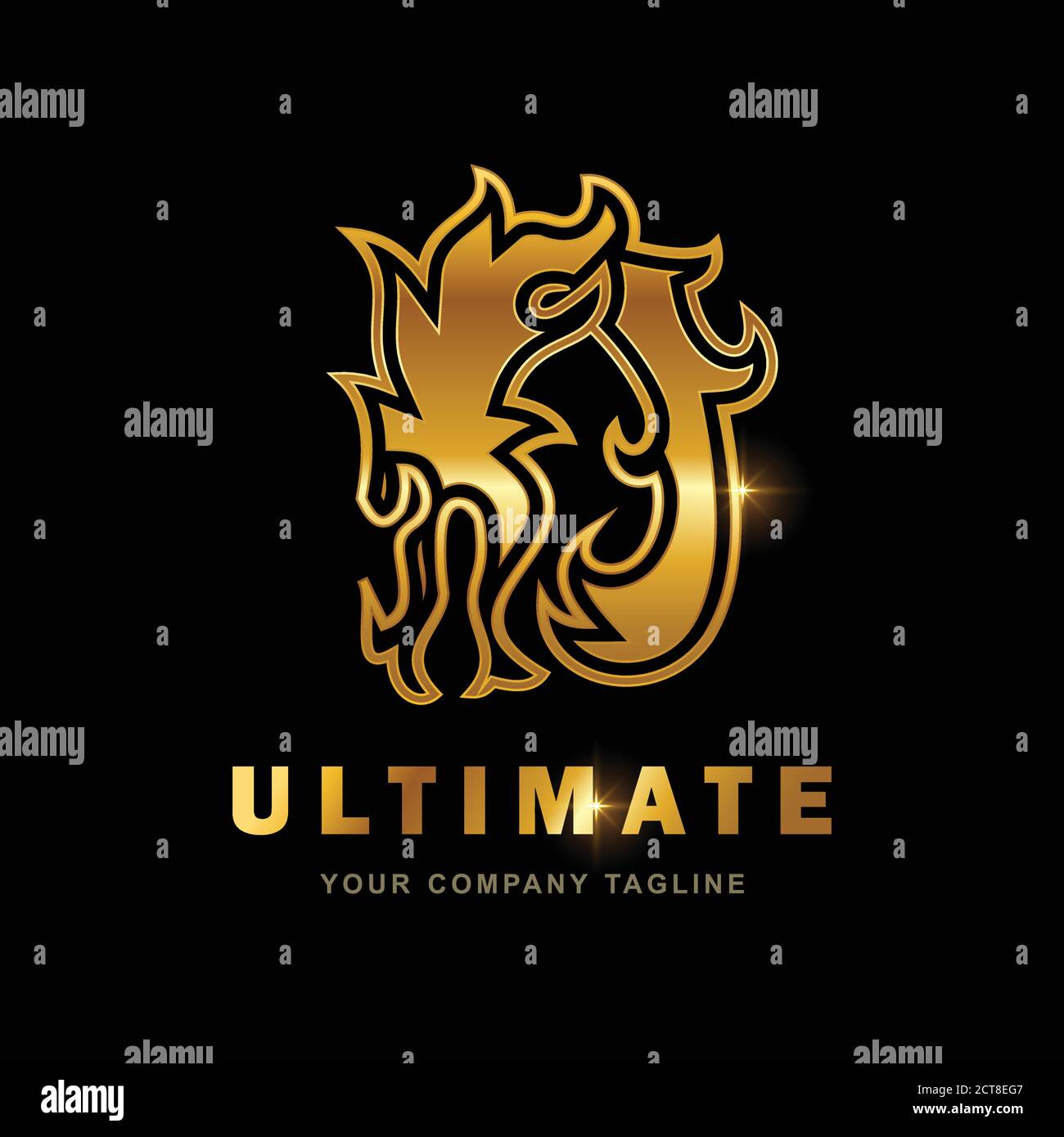 Illustration vectorielle de la lettre d'or Dragon lettre initiale D Logo Illustration de Vecteur