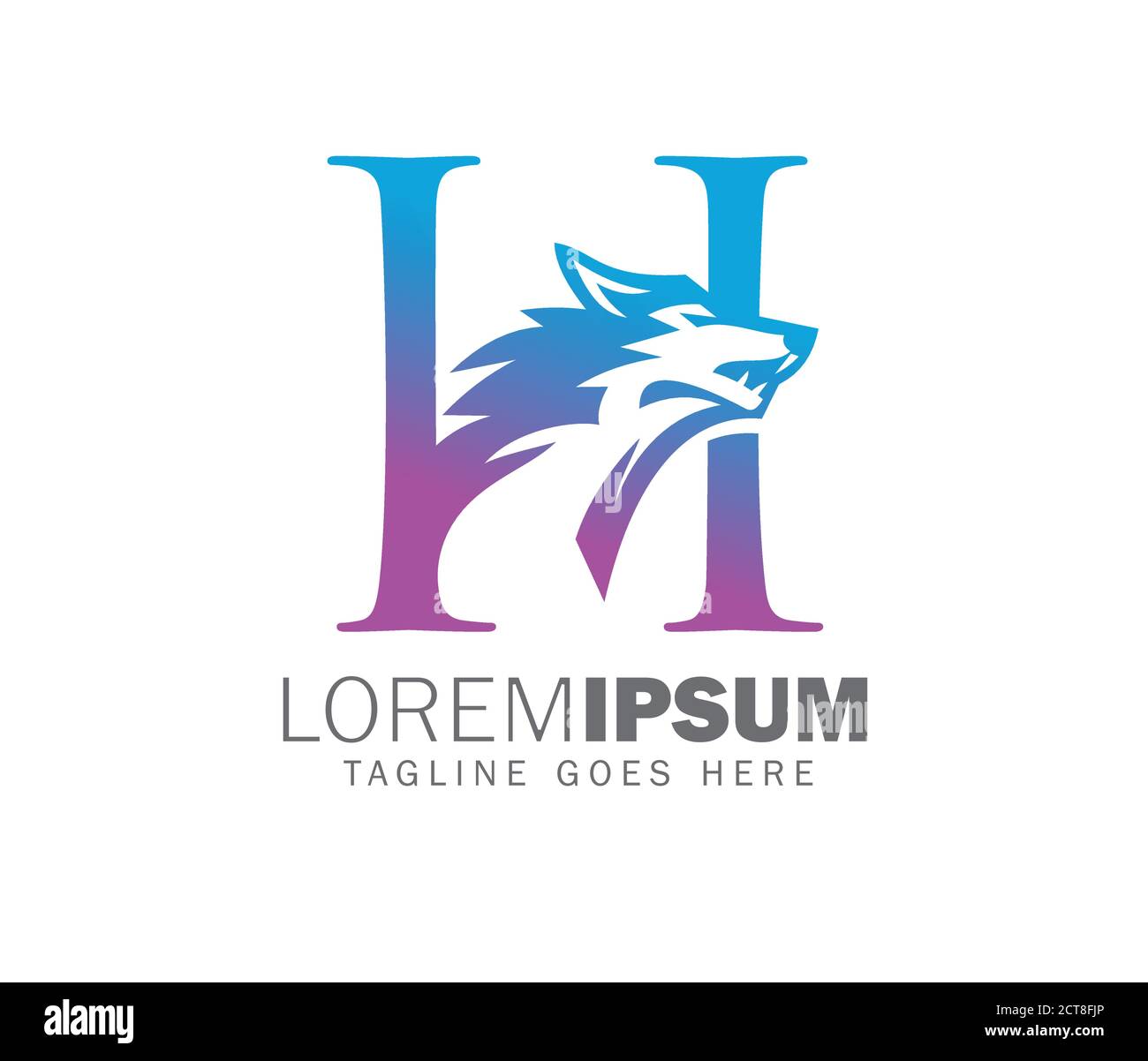 Illustration vectorielle du logo H de la lettre initiale du loup Illustration de Vecteur