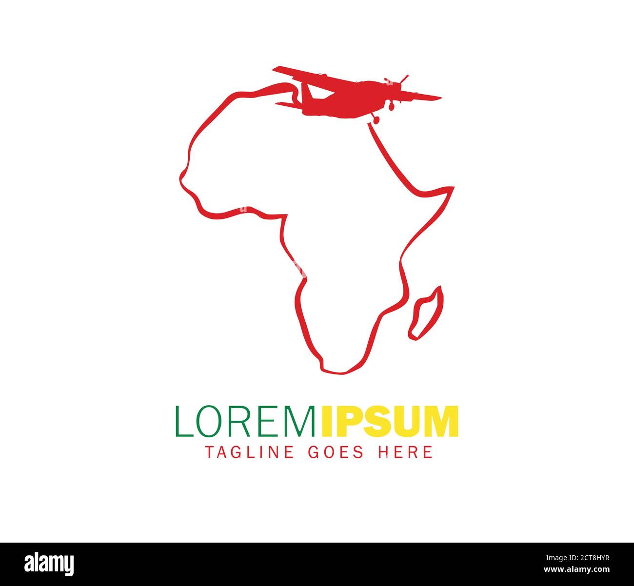 Illustration vectorielle du contour de l'afrique et du vecteur du logo de l'avion en combo de couleur africaine Illustration de Vecteur