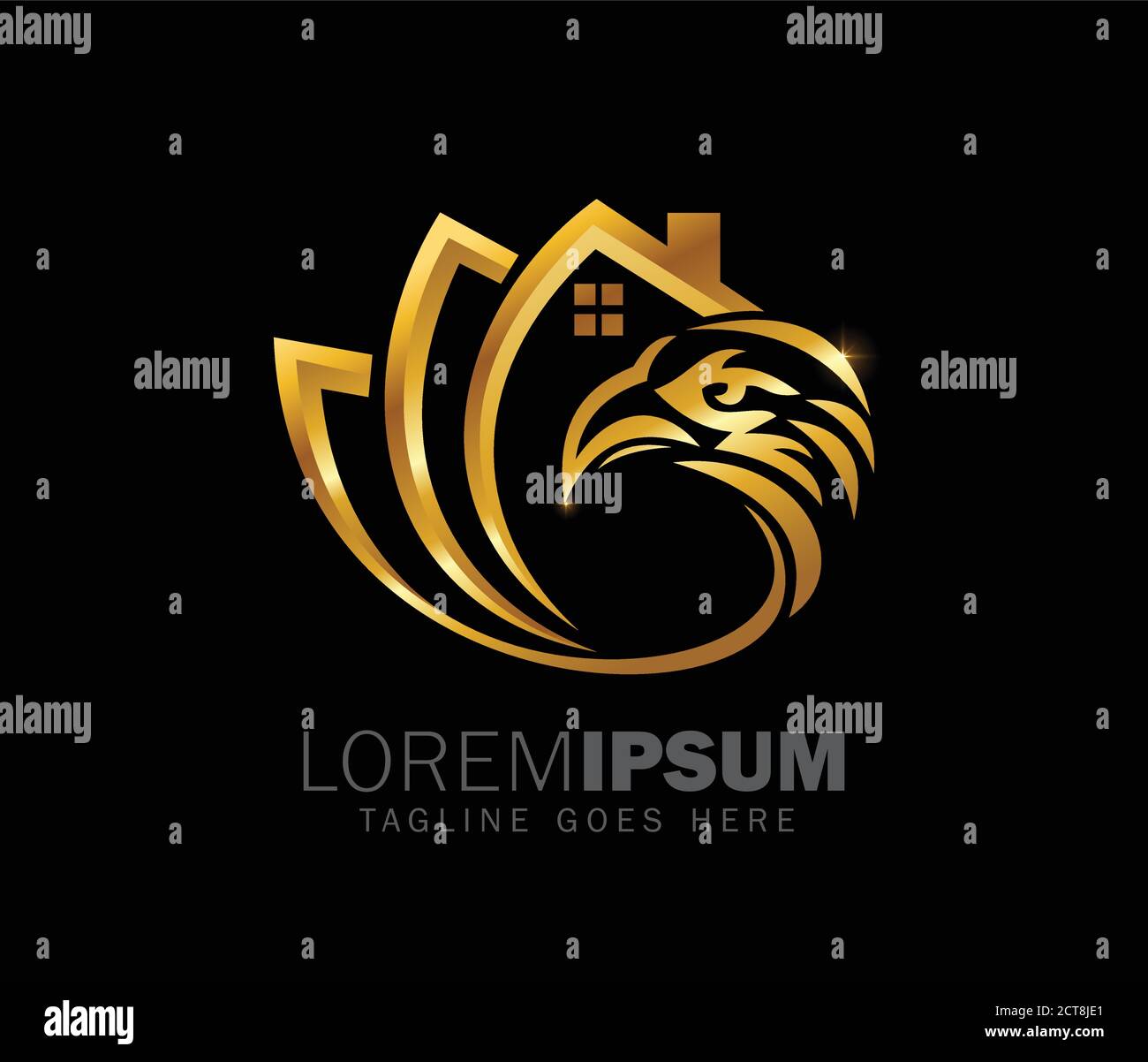 Illustration vectorielle du logo Golden Eagle et Home Illustration de Vecteur