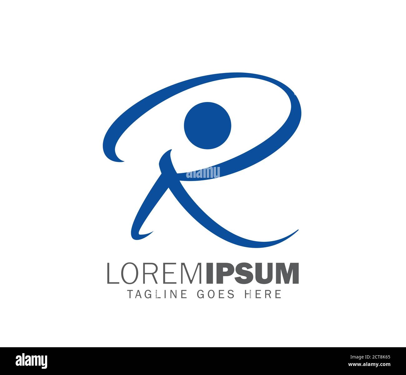 Une lettre d'illustration V cetor R en bleu avec un humain simple symbole Illustration de Vecteur