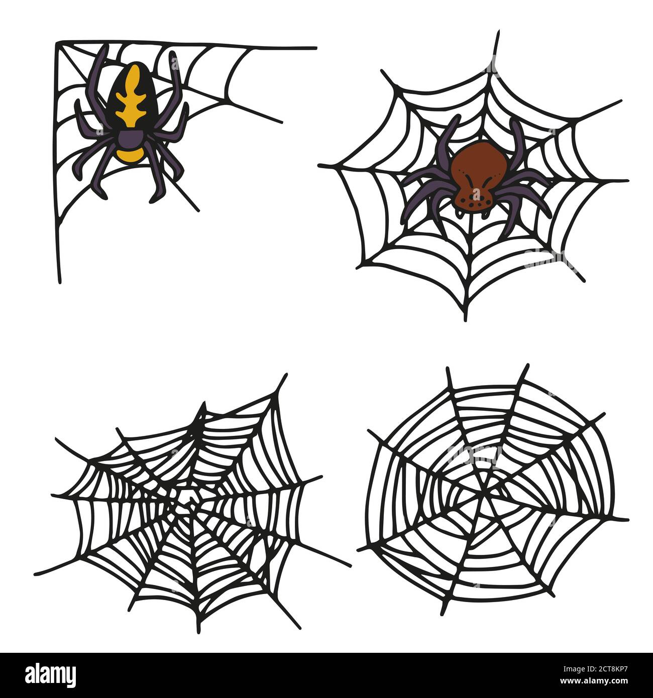 Ensemble vectoriel de web hiloweens avec araignée. Une illustration effrayante Illustration de Vecteur