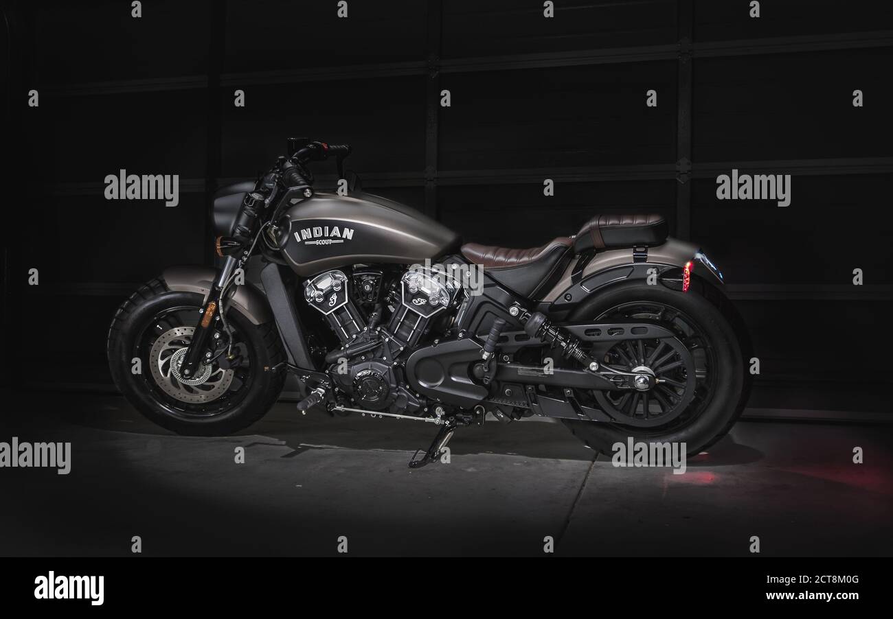 Moto Bobber Scout indien Banque D'Images