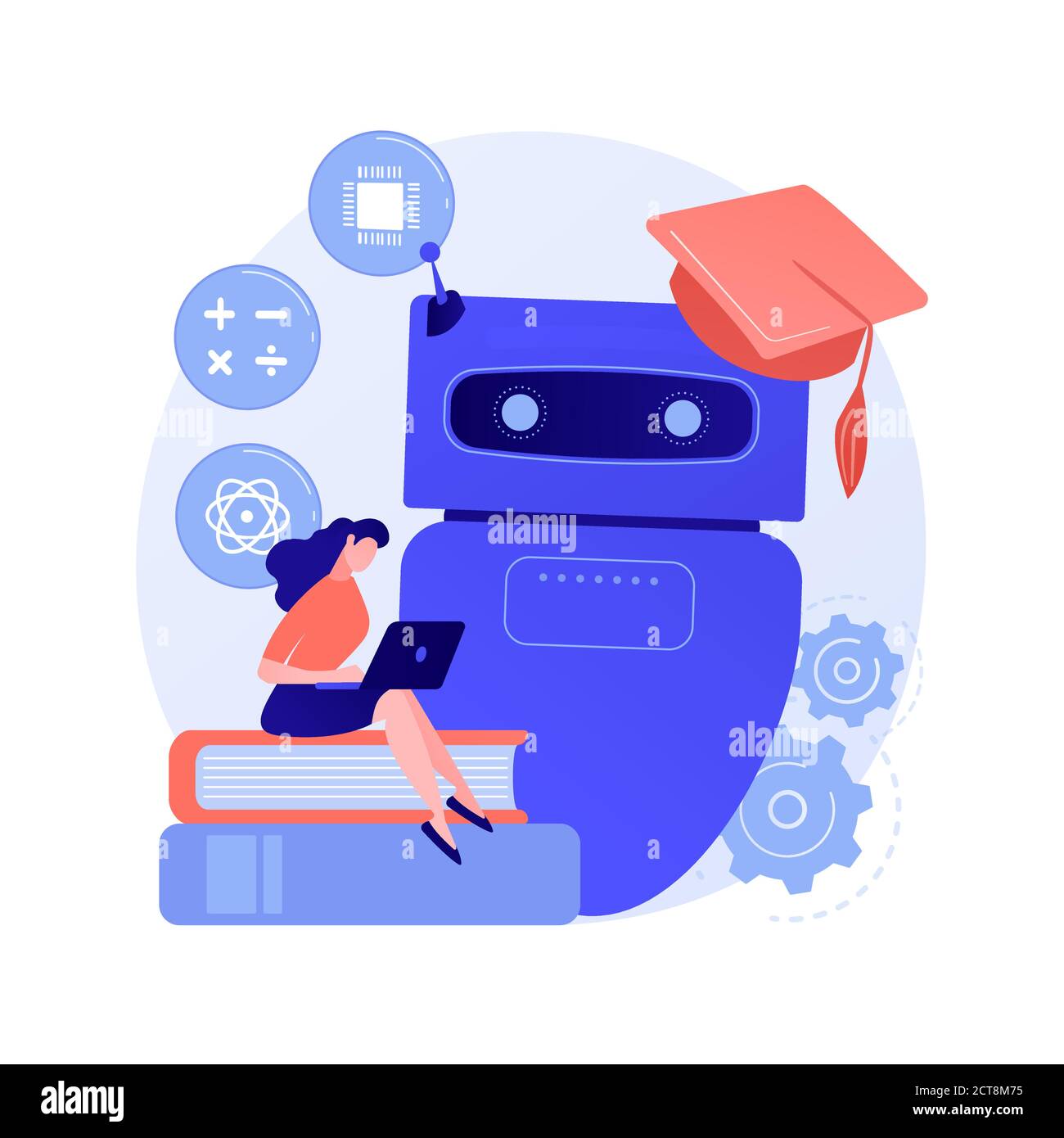 Illustration vectorielle de concept abstrait d'auto-apprentissage de Chatbot. Illustration de Vecteur