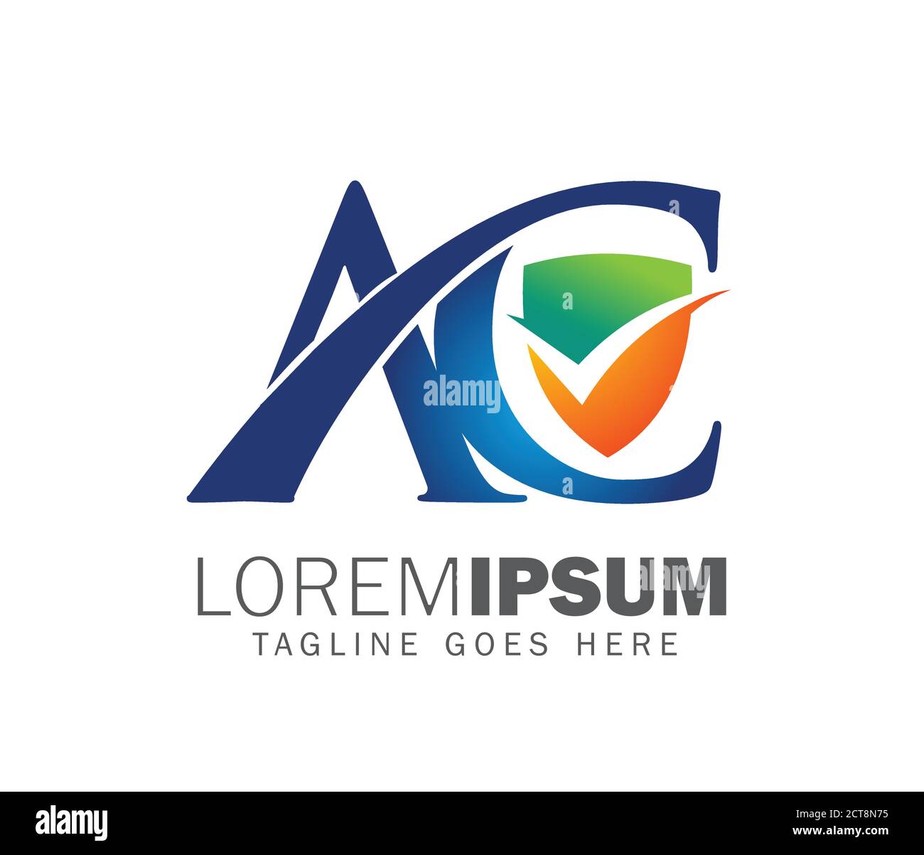 Illustration vectorielle du logo initial du monogramme AC et Shield en bleu vert et orange Illustration de Vecteur
