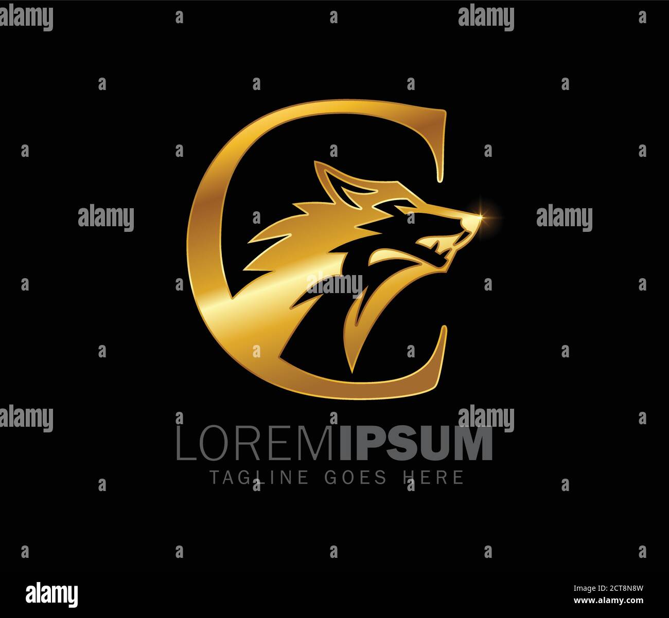 Illustration vectorielle de la lettre c du monogramme avec l'initiale du loup logo Illustration de Vecteur
