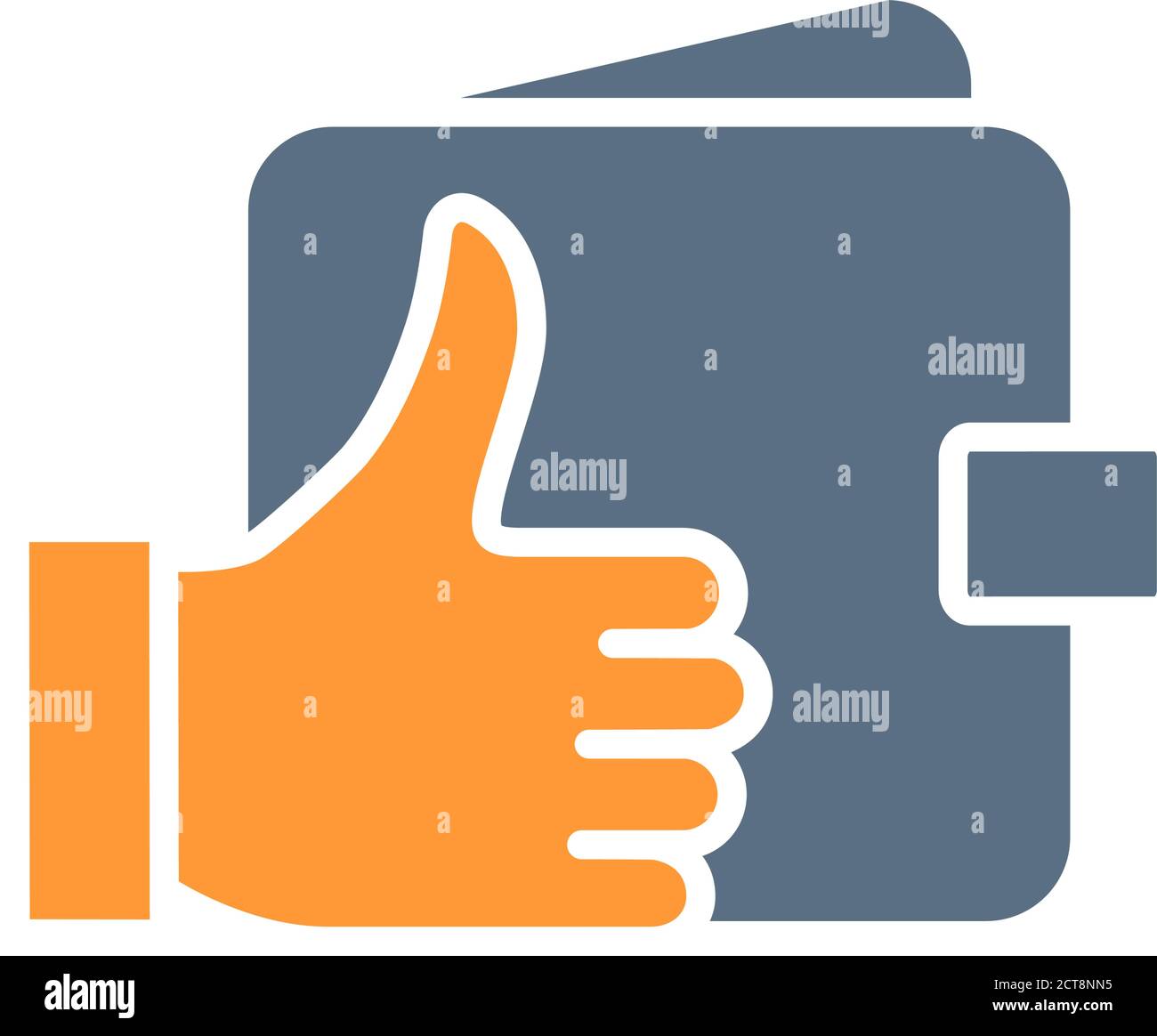 Portefeuille avec le pouce vers le haut, comme une icône colorée. Finance sécurisée, symbole assurance argent Illustration de Vecteur