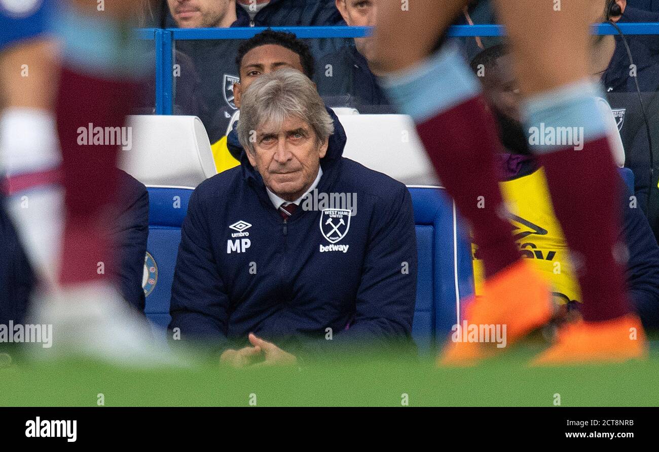 Manuel Pellegrini, directeur de West Ham United. Chelsea contre West Ham. CRÉDIT PHOTO : © MARK PAIN / PHOTO DE STOCK D'ALAMY Banque D'Images