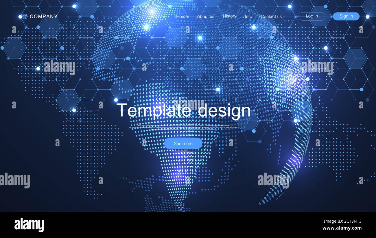 Conception de modèle de site Web. Asbtract arrière-plan avec le concept de composition de points et de lignes de la carte du monde des affaires. Technologie Internet. Moderne Illustration de Vecteur