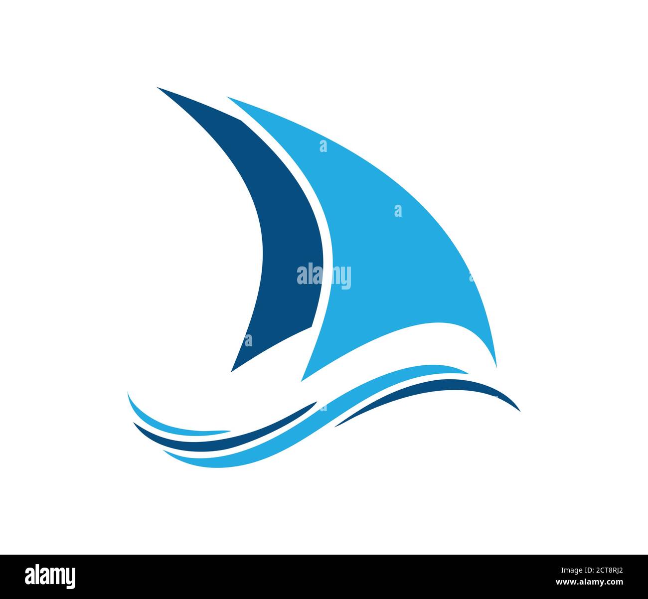 Un logo d'illustration vectorielle représentant une vague d'eau et un logo de voile signe de couleur bleue Illustration de Vecteur