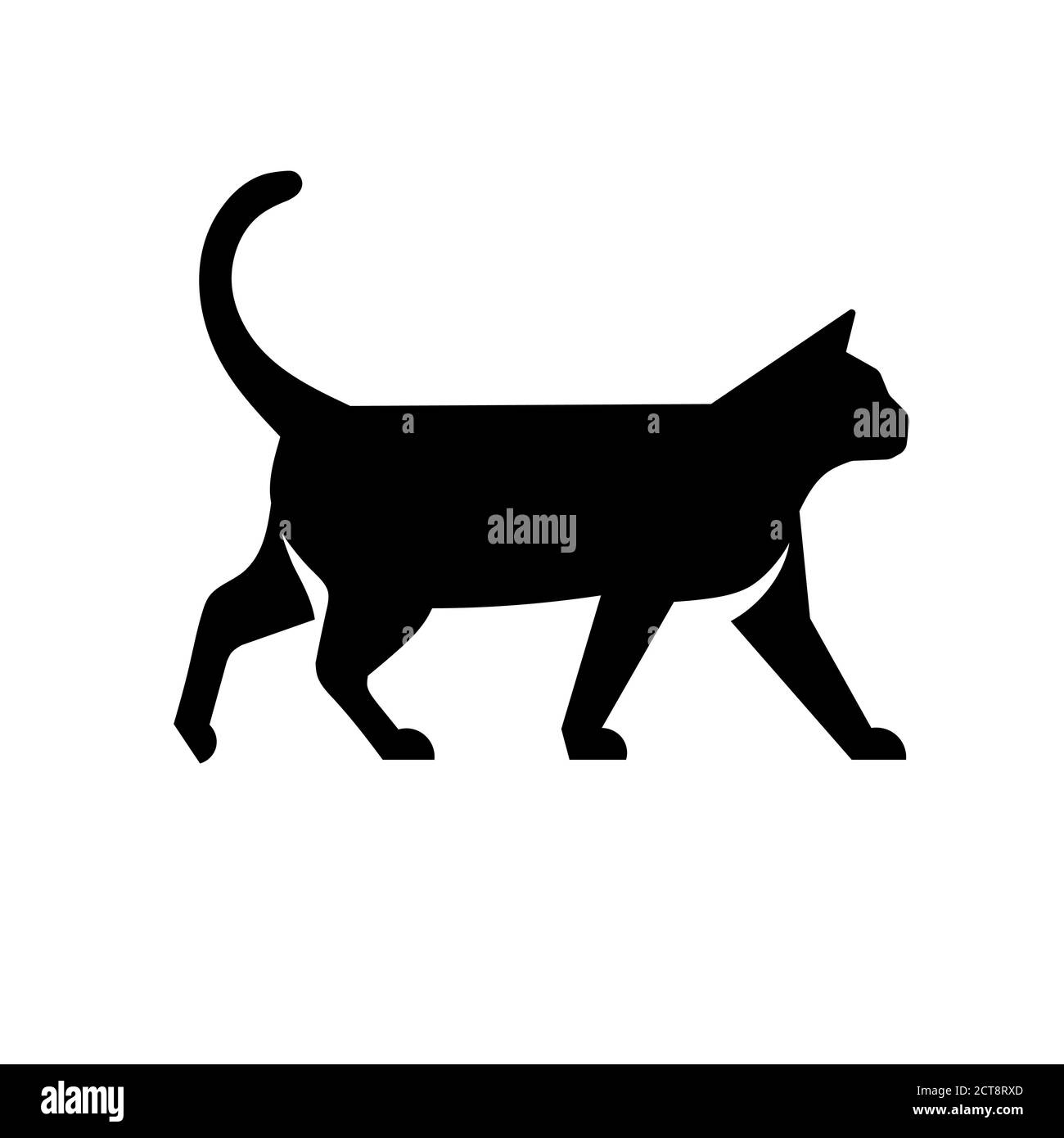 Illustration vectorielle de conception de silhouette de chat plate simple. style de modèle de logo de chat Illustration de Vecteur