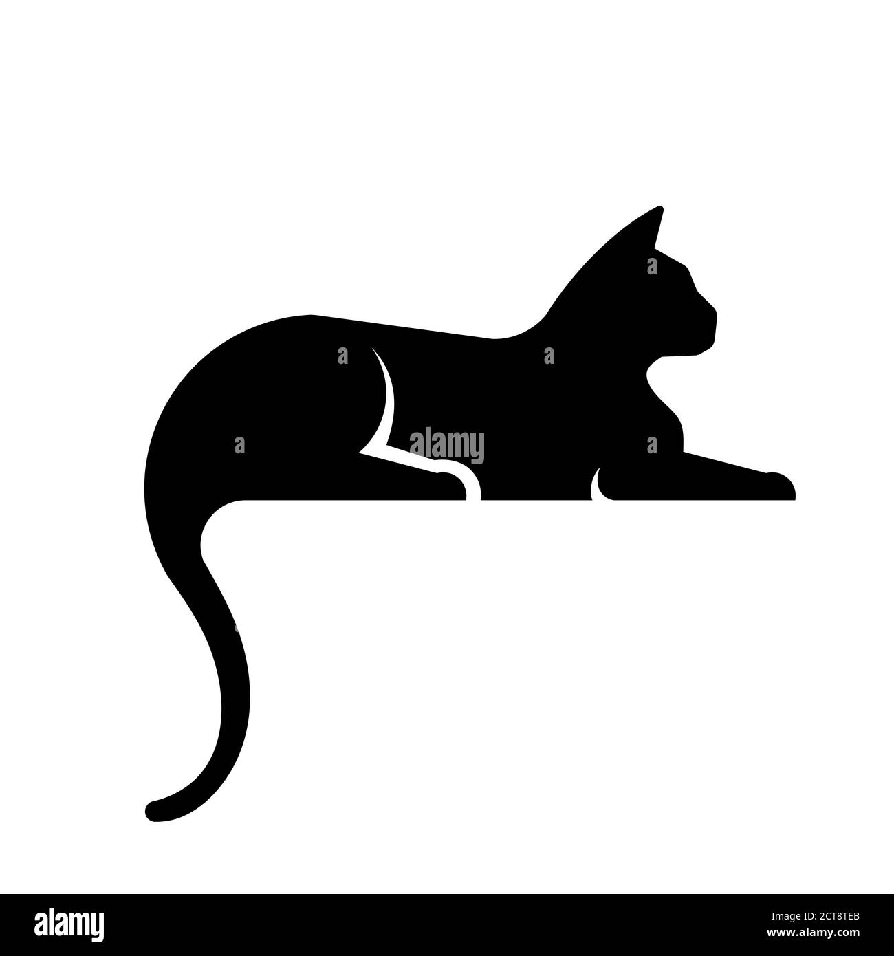 silhouette de chat noir couché sur fond blanc Illustration de Vecteur