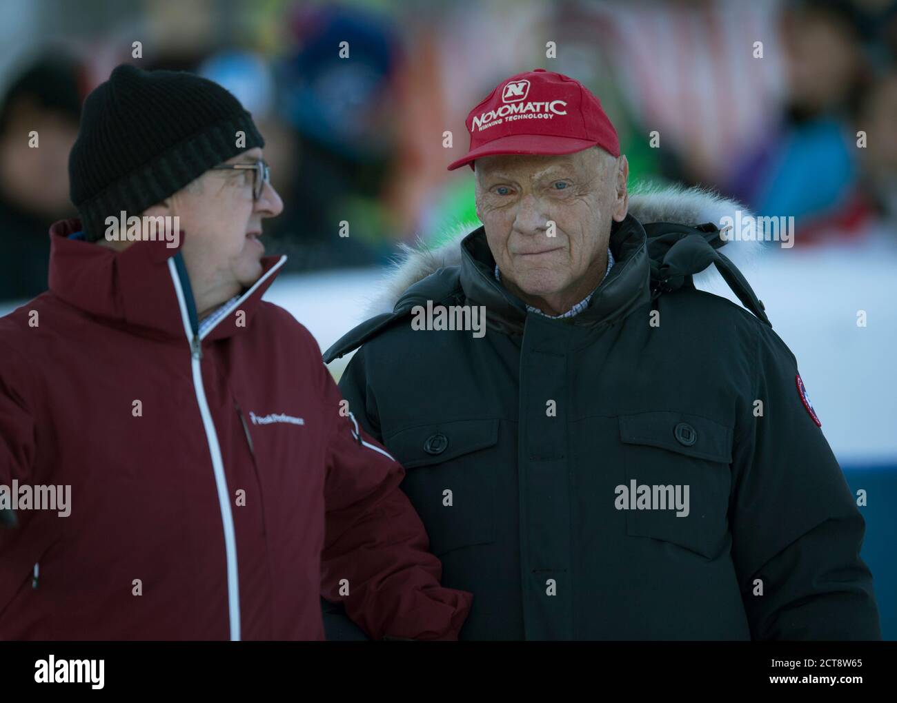 Niki Lauda à la course de ski de la Charité “Kitz Trophy” à Kitzbuhel, Autriche. Image : Mark pain / Alamy Banque D'Images