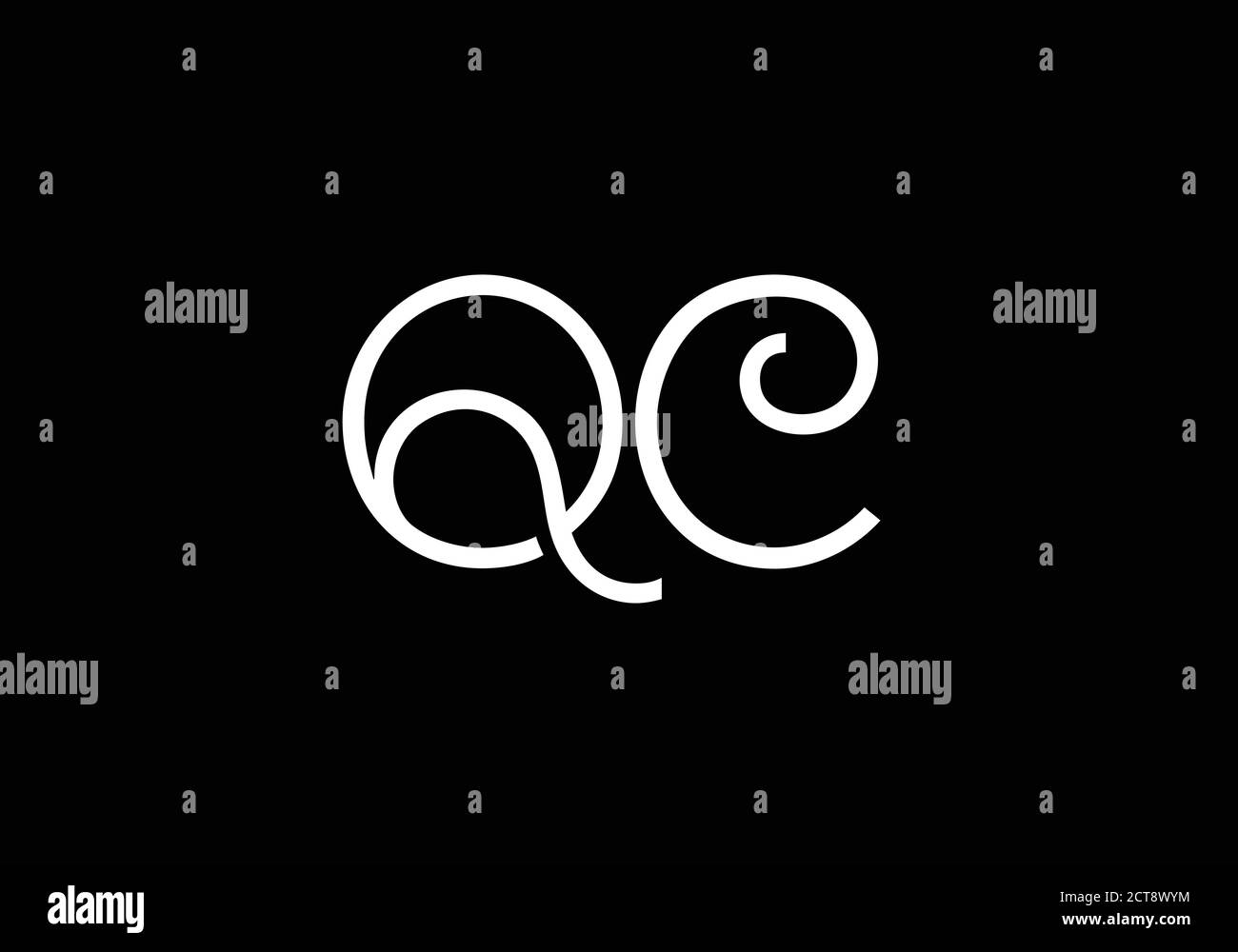 Modèle vectoriel de conception de logo Q C de la lettre du monogramme initial. Q conception du logo lettre C. Illustration de Vecteur