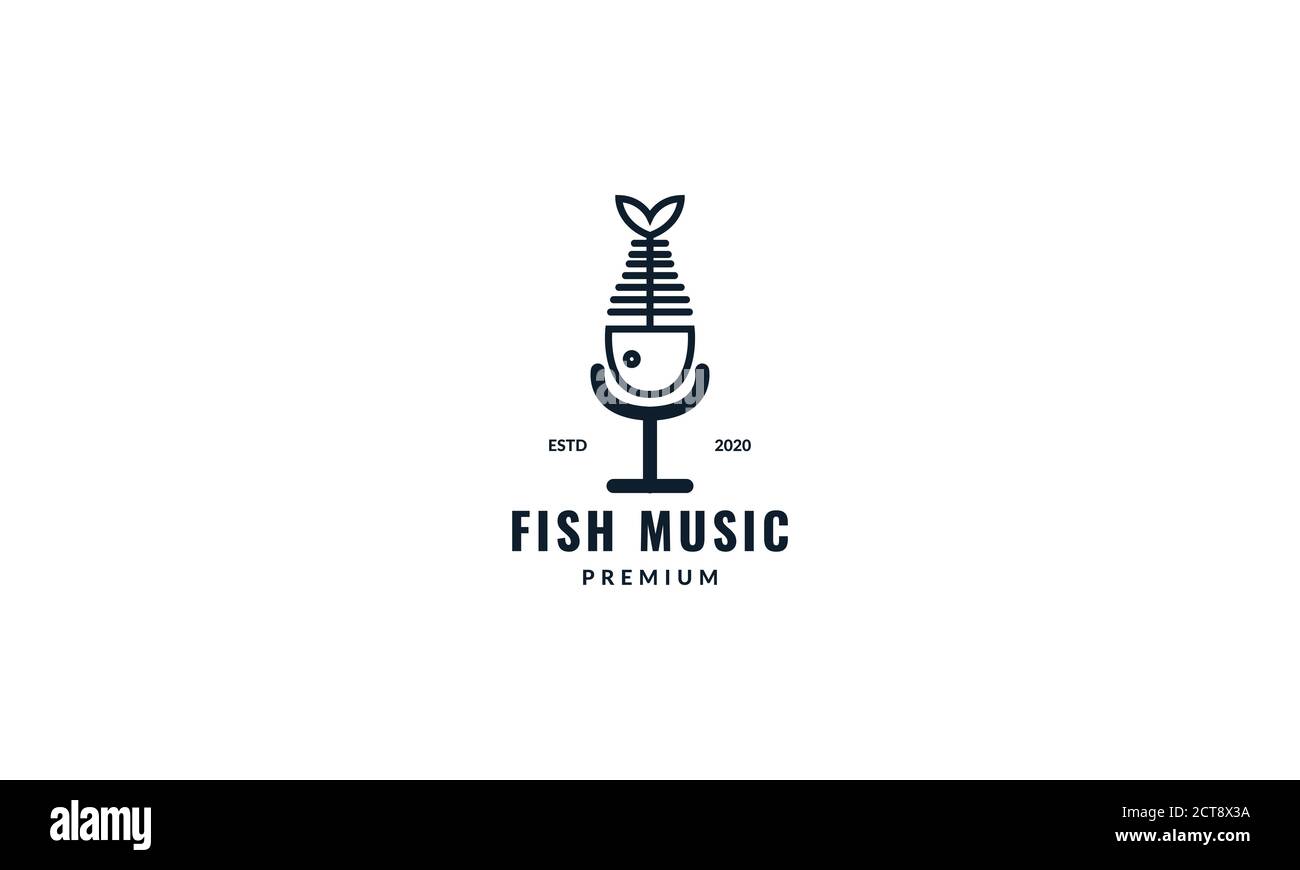 illustration vectorielle de l'icône fish avec logo music line Illustration de Vecteur