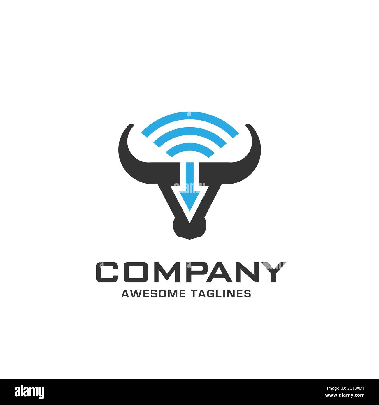 Vecteur de puissance Bull avec WiFi et logo flèche illustration Illustration de Vecteur