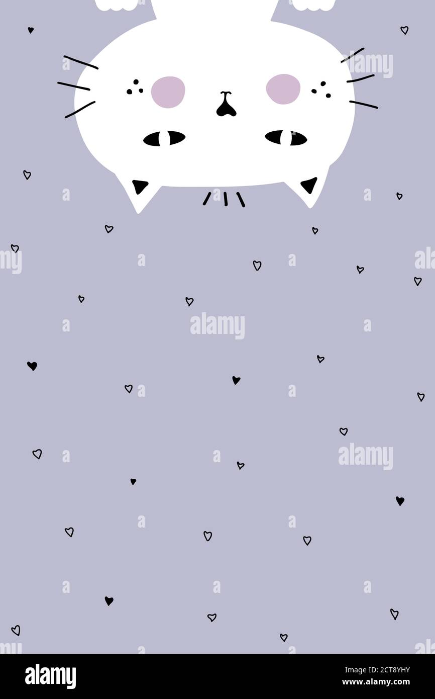 Une Jolie Carte Postale Avec Un Chat Couvant Assis Avec Ses Yeux Fermes Entoure De Coeurs Illustration Vectorielle Image Vectorielle Stock Alamy