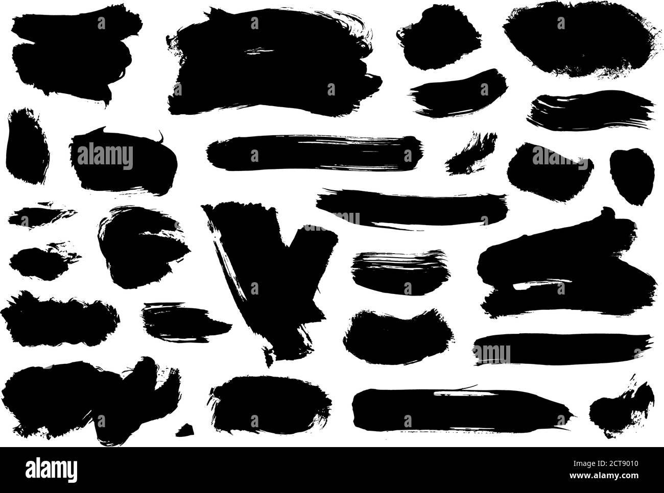 Collection de traits de pinceau à encre vectorielle et de splatch. Illustration de Vecteur