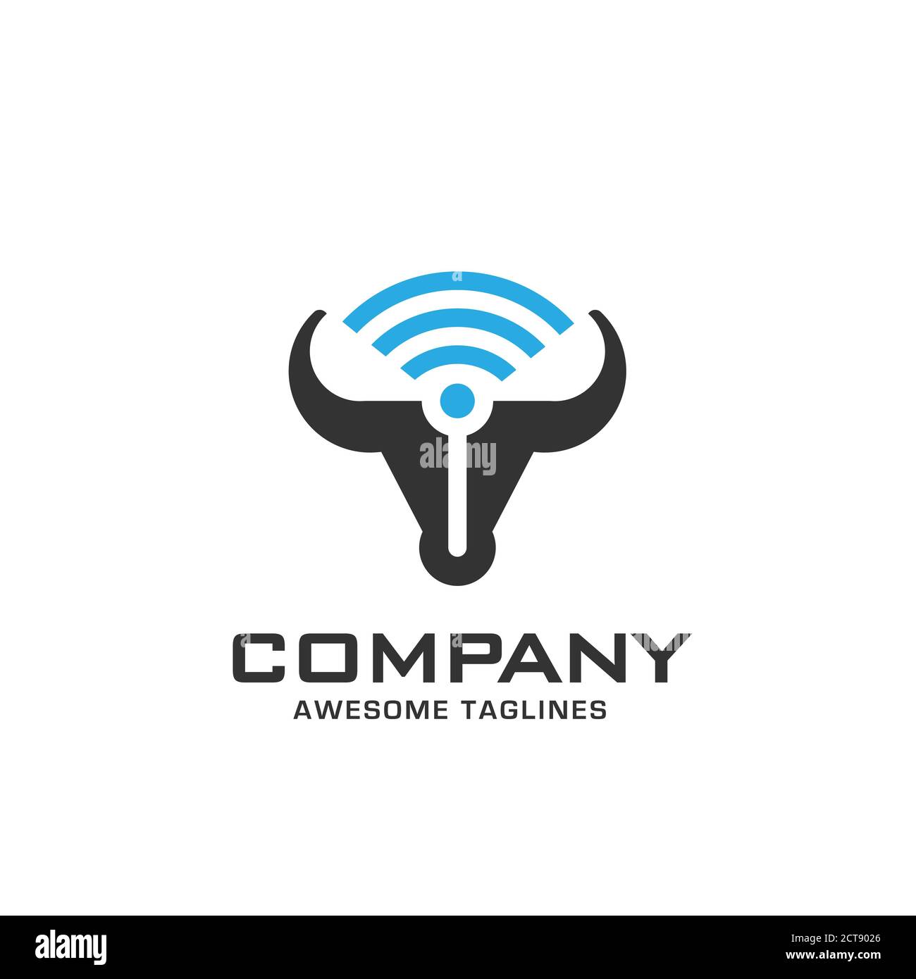 Illustration du concept de vecteur de puissance Bull Head avec logo WiFi Illustration de Vecteur