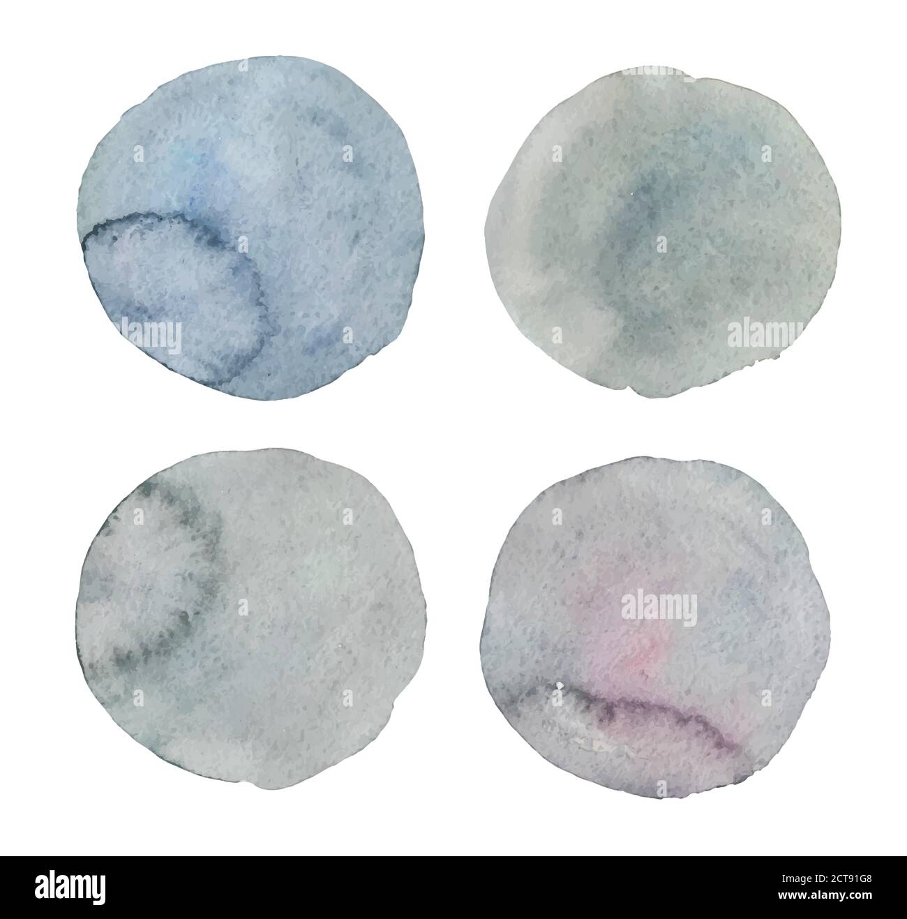 Jeu de quatre points texturés aquarelle vectorisés gris. Illustration de Vecteur