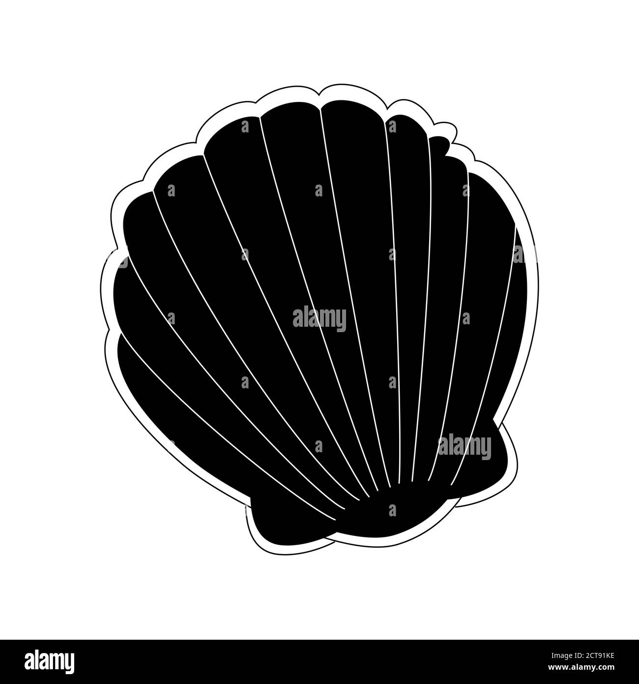 Illustration vectorielle d'icône de coque de mer noire isolée sur fond blanc Illustration de Vecteur