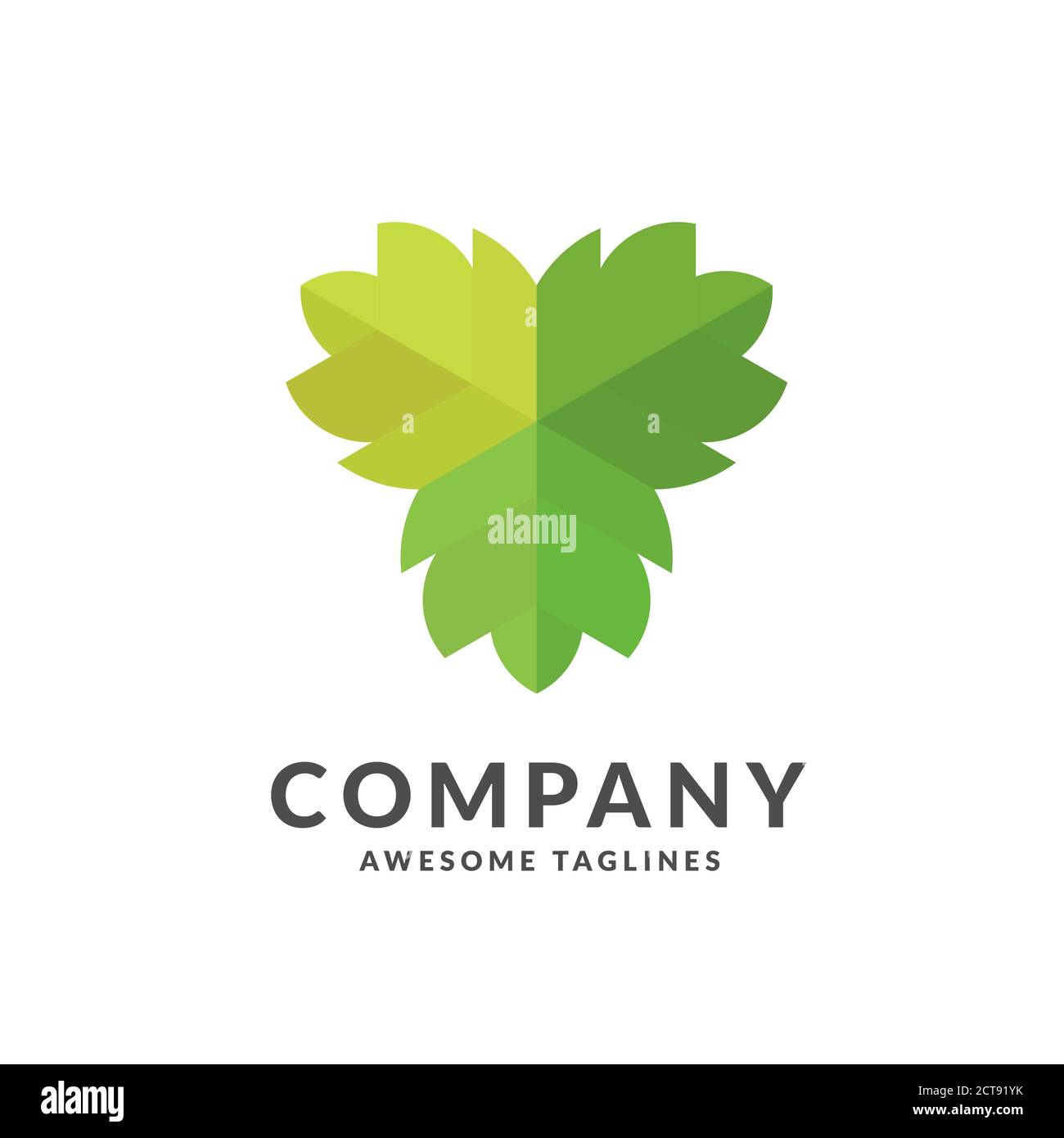 Logo simple et élégant en forme de feuille verte, illustrations de plantes stylisées pour concevoir des logos Illustration de Vecteur