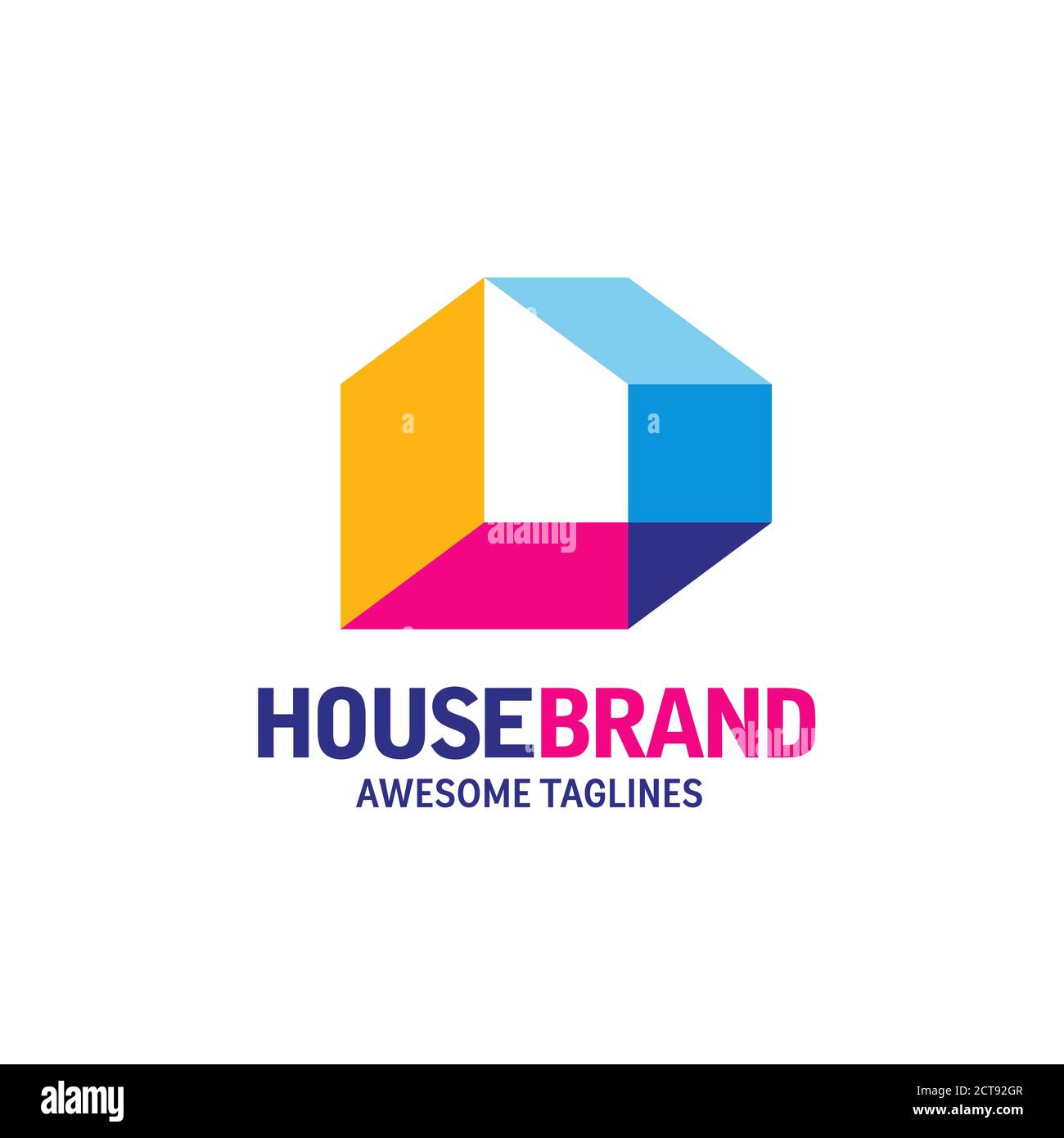 concept de maison colorée pour le logo de décoration d'intérieur, construction de maison de bâtiment et vecteur de coloration Illustration de Vecteur