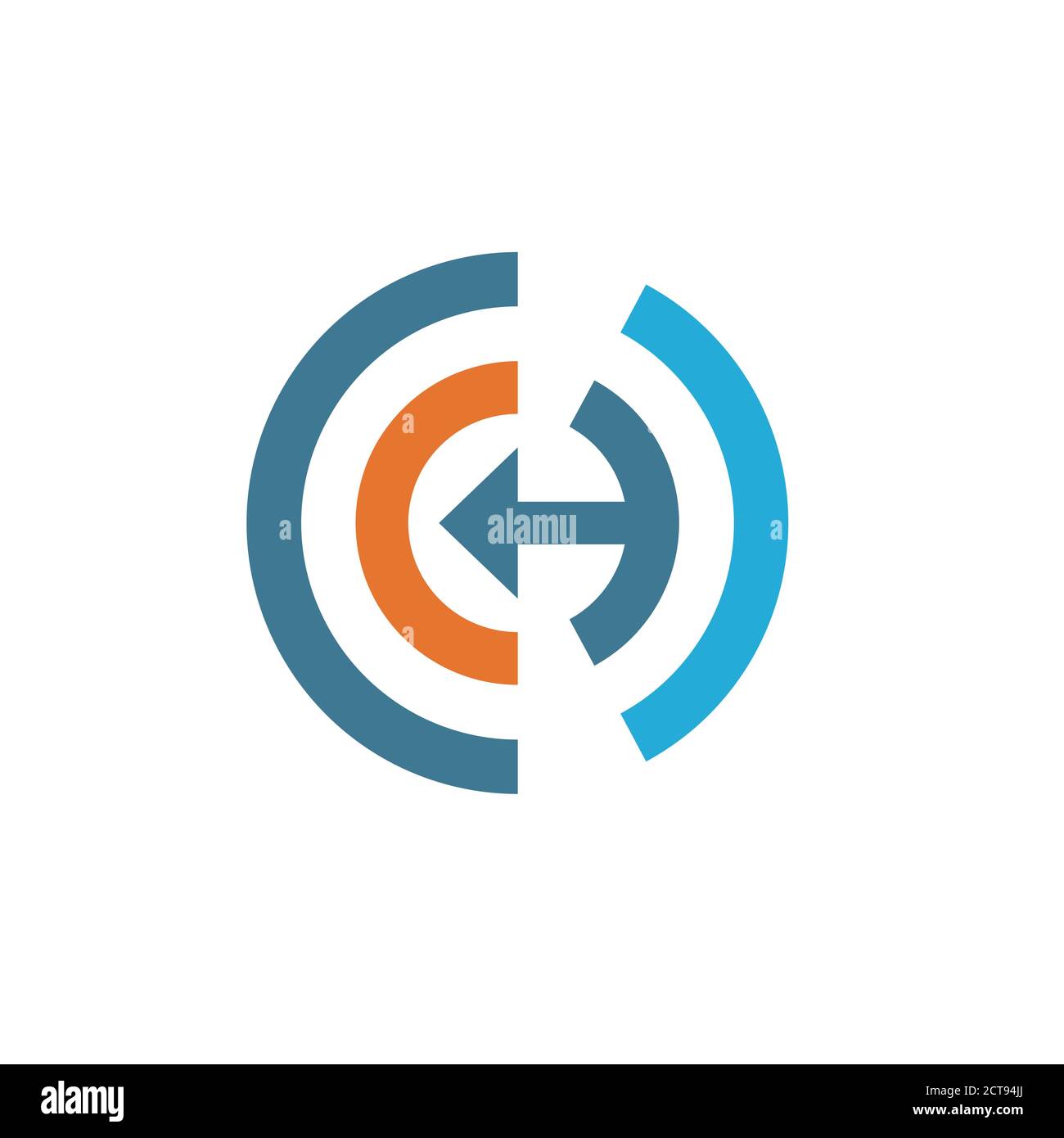 la couleur de la ligne demi-cercle est associée au concept de logo de flèche Illustration de Vecteur