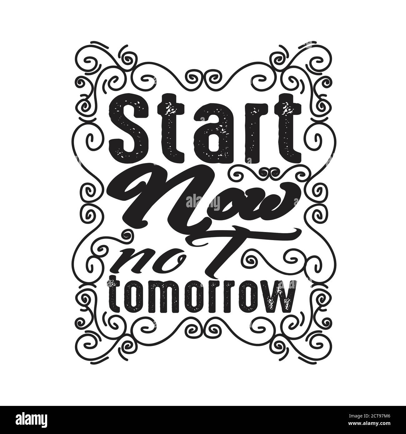 Devis de motivation bon pour l'impression, commencez maintenant pas demain Illustration de Vecteur