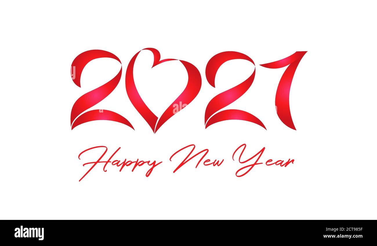 2021 UN concept de bonne année. Logotype horizontal. Toile de fond blanche. Modèle de conception graphique isolé abstrait. Panneau décoratif, calligraphie. Illustration de Vecteur