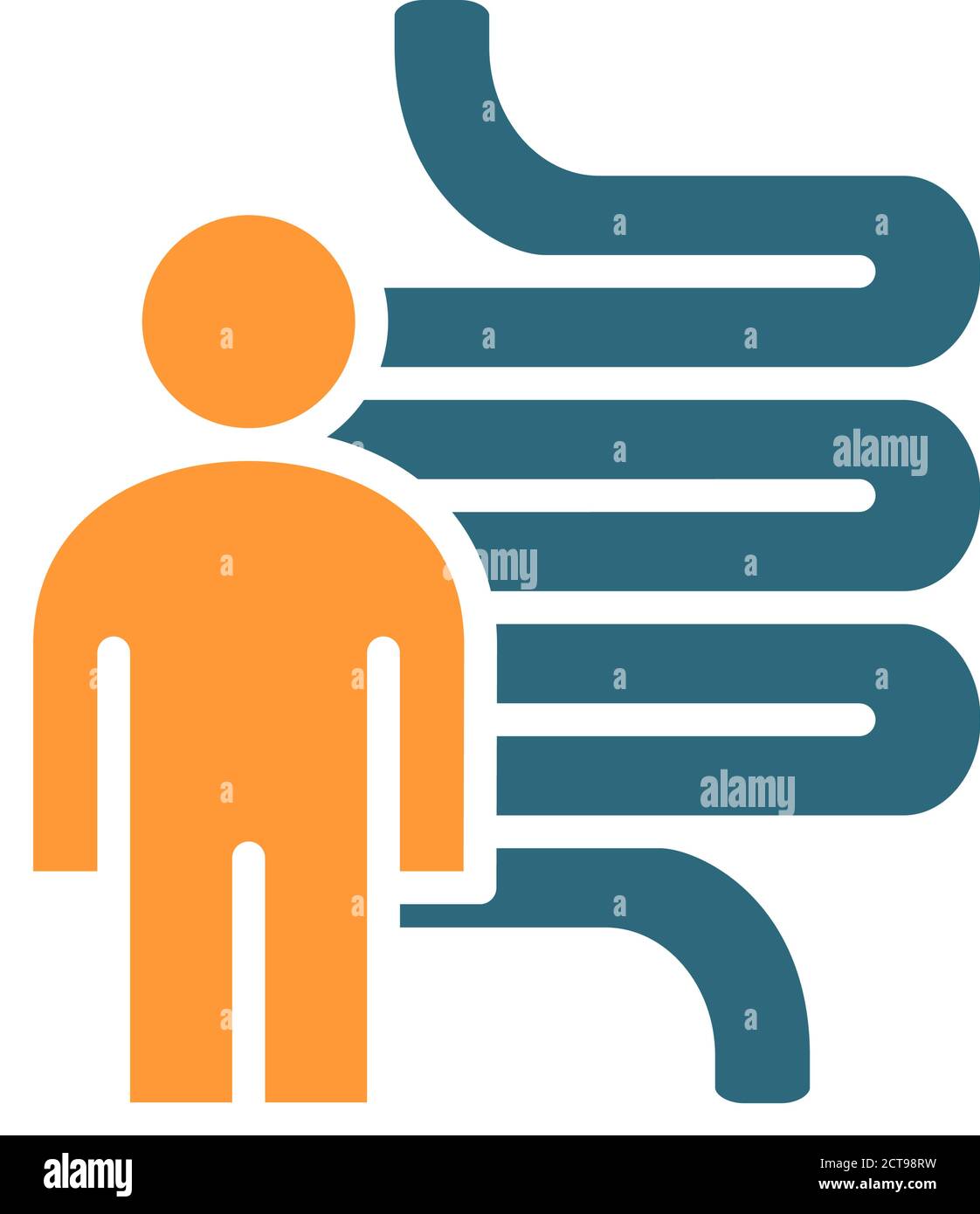 Intestin avec icône de couleur homme. Symbole du tube digestif humain Illustration de Vecteur