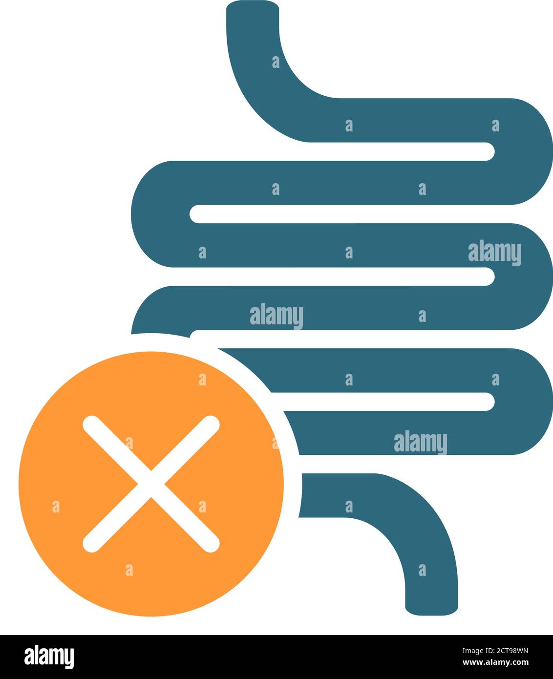 Intestin avec une coche en croix. Symbole d'organe interne malade Illustration de Vecteur
